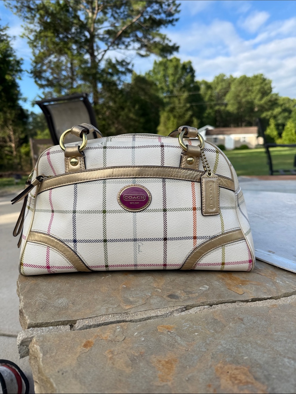 Authentic VTG Coach Peyton Tattersall Plaid Satchel (Excellent Condition!)